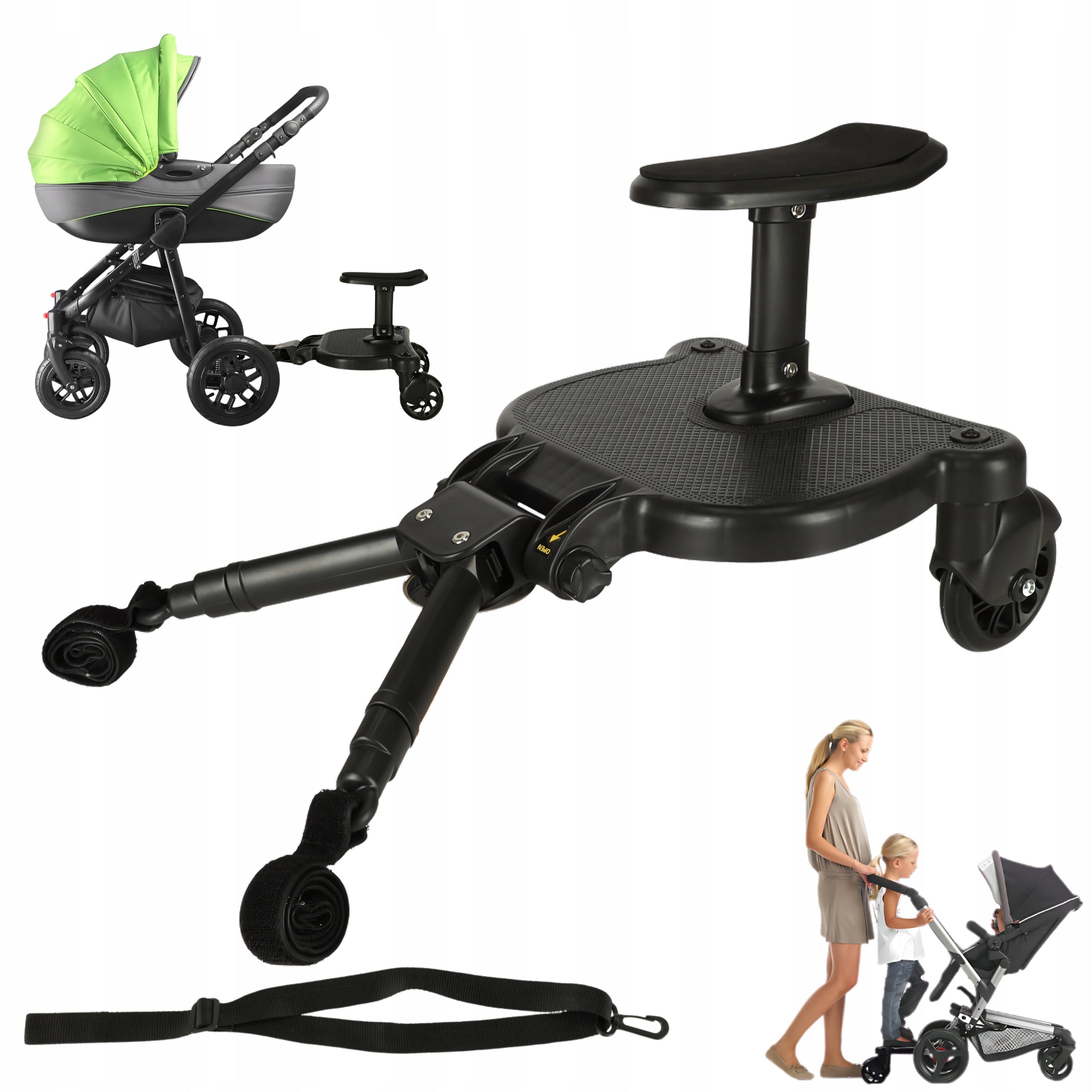 STROLLER ATTACHMENT WITH CHILD SEAT BLACK UNIVERSAL 25KG