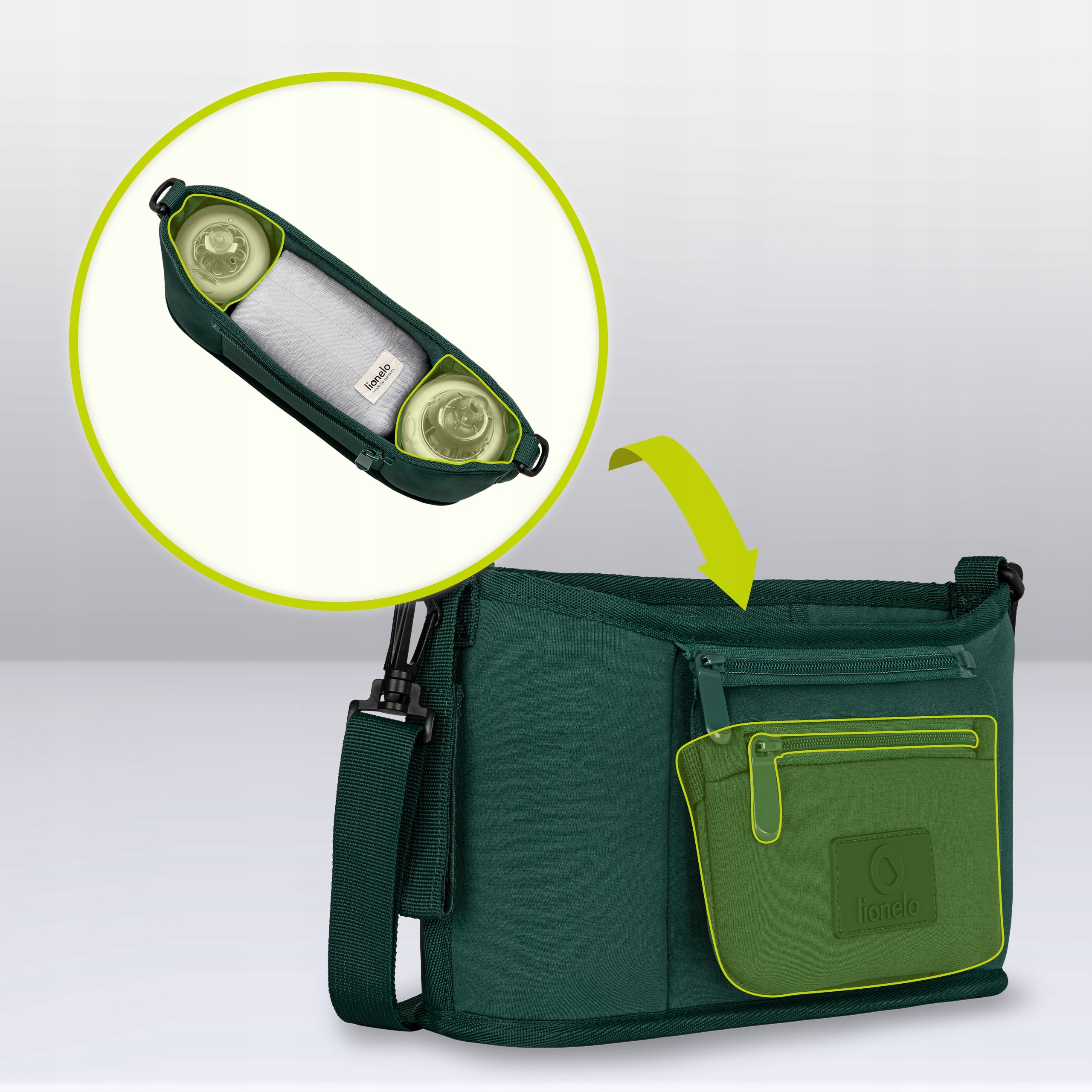 STROLLER BAG waterproof neoprene detachable pouch LIONELO LITTLE CUBE Manufacturer code LO-LITTLE CUBE GREEN