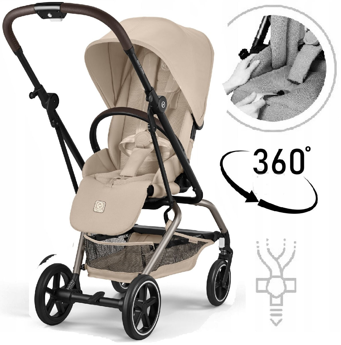 STROLLER CYBEX Eezy S Twist+ 2 '2026 large swivel wheels 360°, Beige