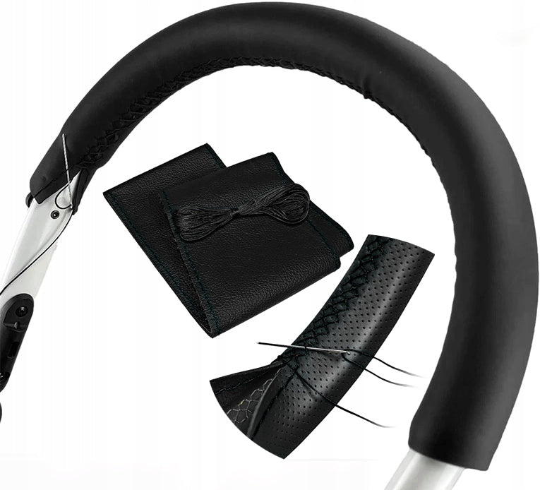 STROLLER HANDLE COVER STROLLER HANDLE HEM NATURAL LEATHER Color black