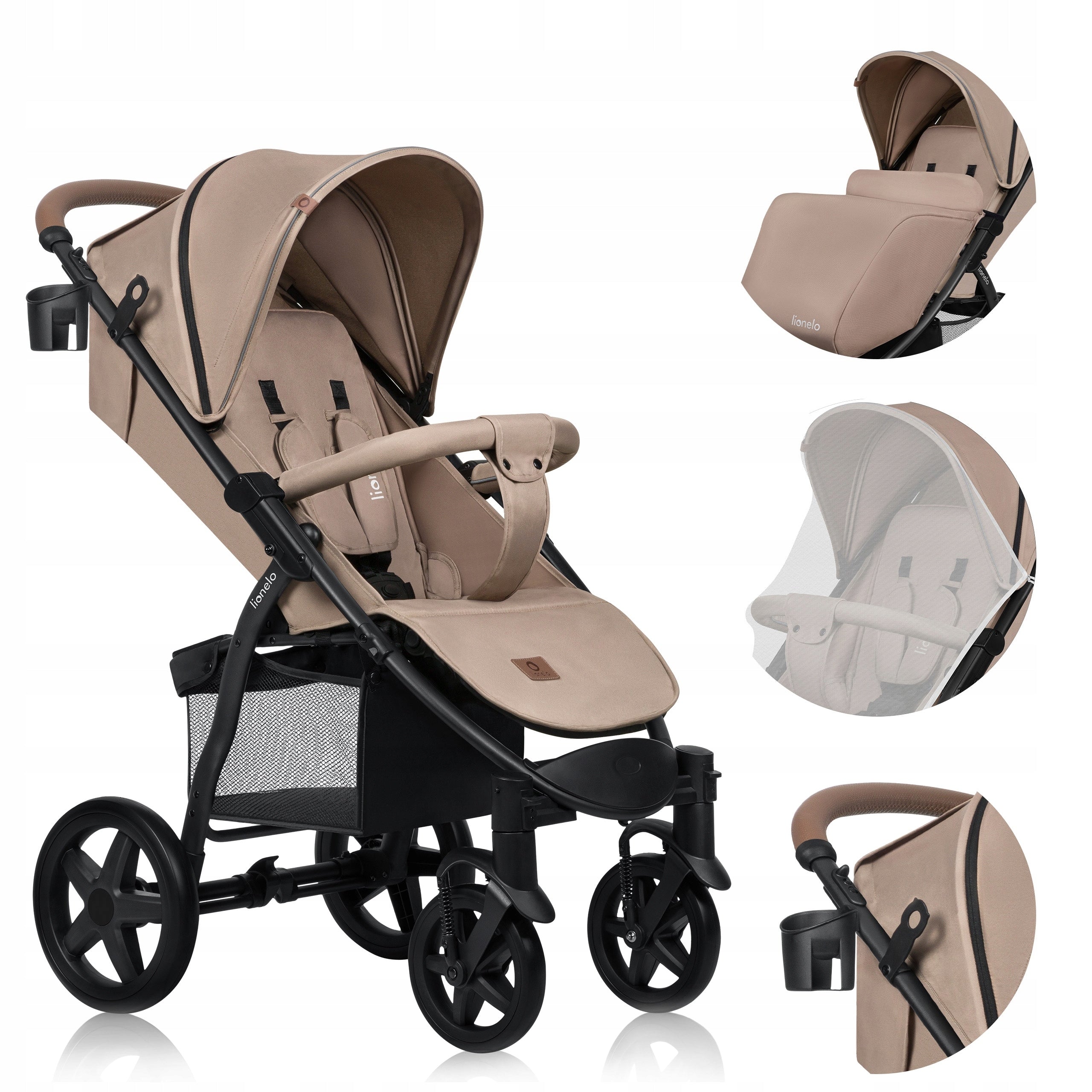 STROLLER LIONELO ANNET LARGE MOSQUITO NET WHEELS UP TO 22KG LEG GUARD