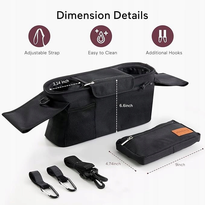 STROLLER ORGANIZER WITH INSULATED CUP HOLDER IDEAL FOR WALKING MOMCOZY Manufacturer code 484848484