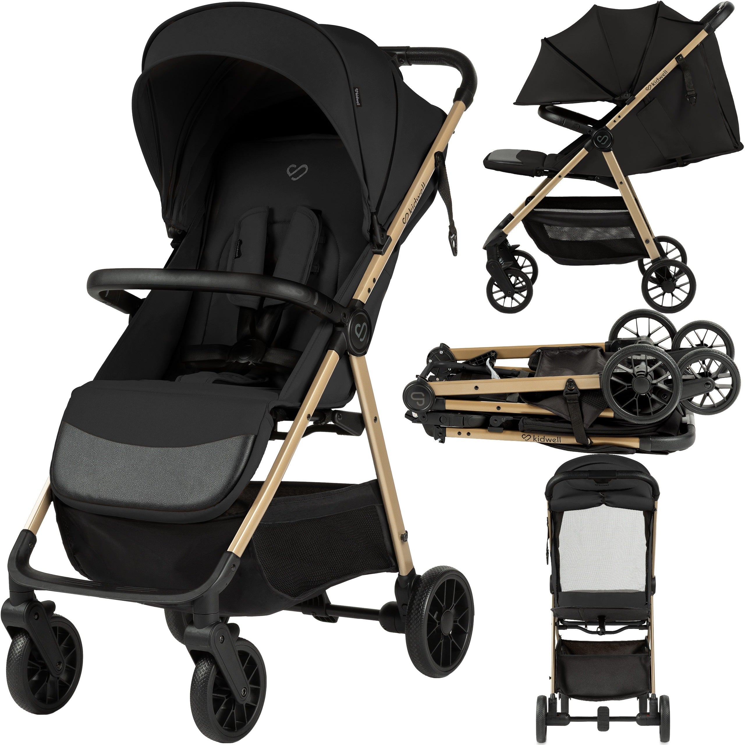 STROLLER lightweight folding STROLLER up to 22kg Kidwell Tevo BLACK