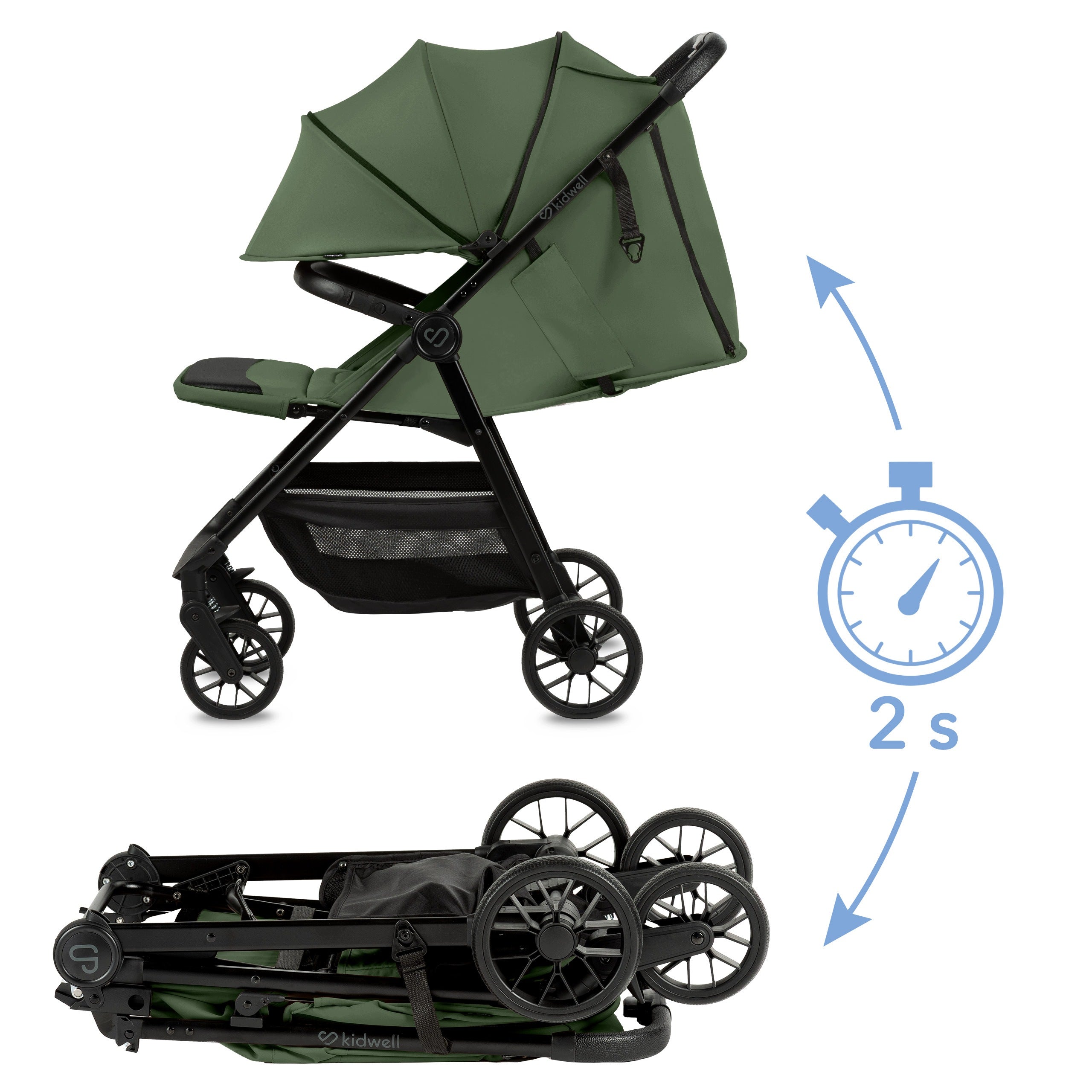 STROLLER lightweight folding STROLLER up to 22kg Kidwell Tevo GREEN Packaging status original