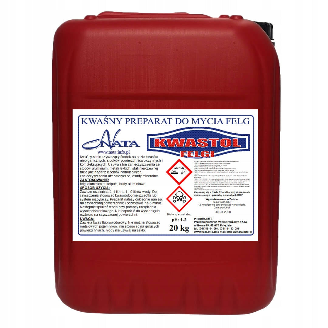 STRONG ACID FOR ALUMINUM washing rims alu, sides 20kg EAN (GTIN) 5902683428735