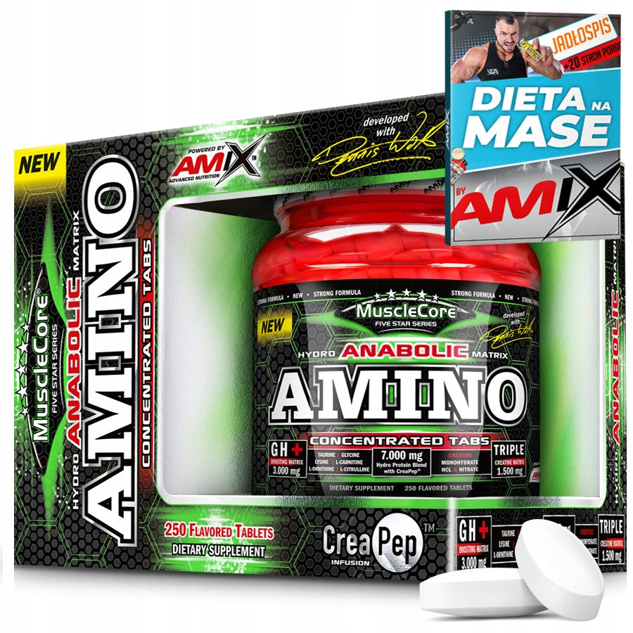 STRONG AMINO ACIDS in tablets for muscles dry mass 11500mg + GH + creatine