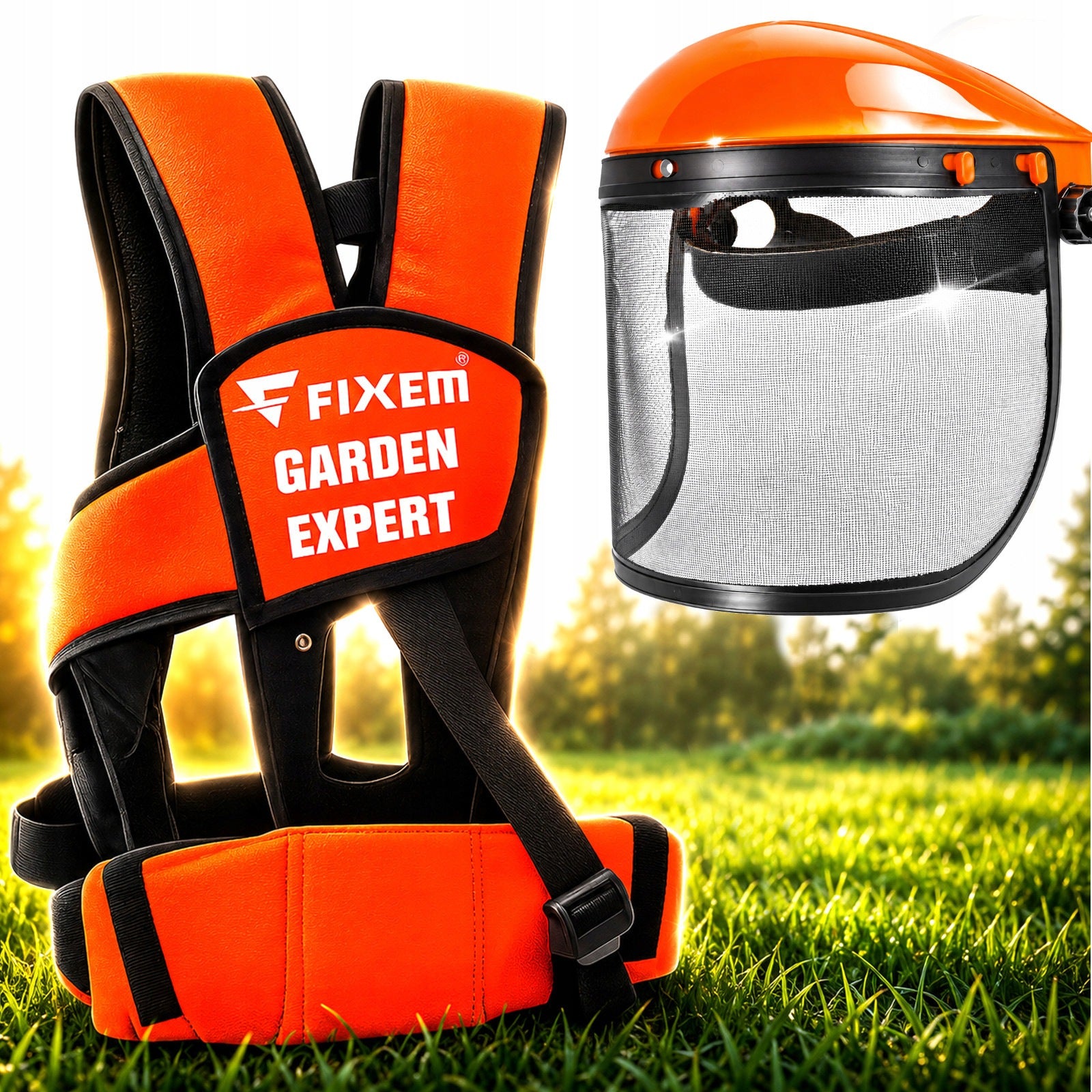 STRONG BACKPACK BRACES + PROTECTIVE MASK WITH MESH SCYTHE STIHL DEMON NAC