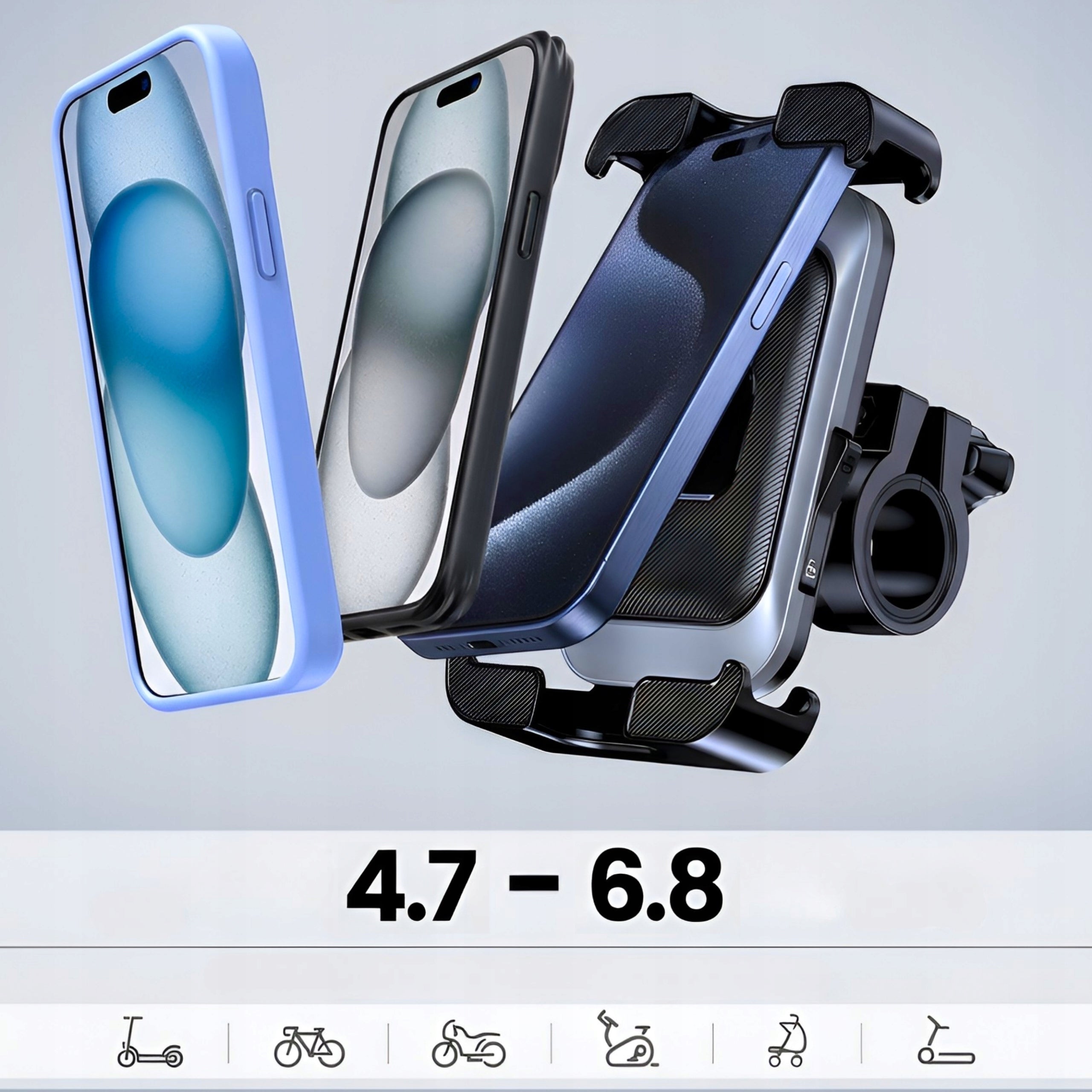STRONG BICYCLE PHONE HOLDER FOR SCOOTER MOTORCYCLE BIKE HANDLEBAR Manufacturer code UCHWYT ROWEROWY NA TELEFON KIEROWNICĘ