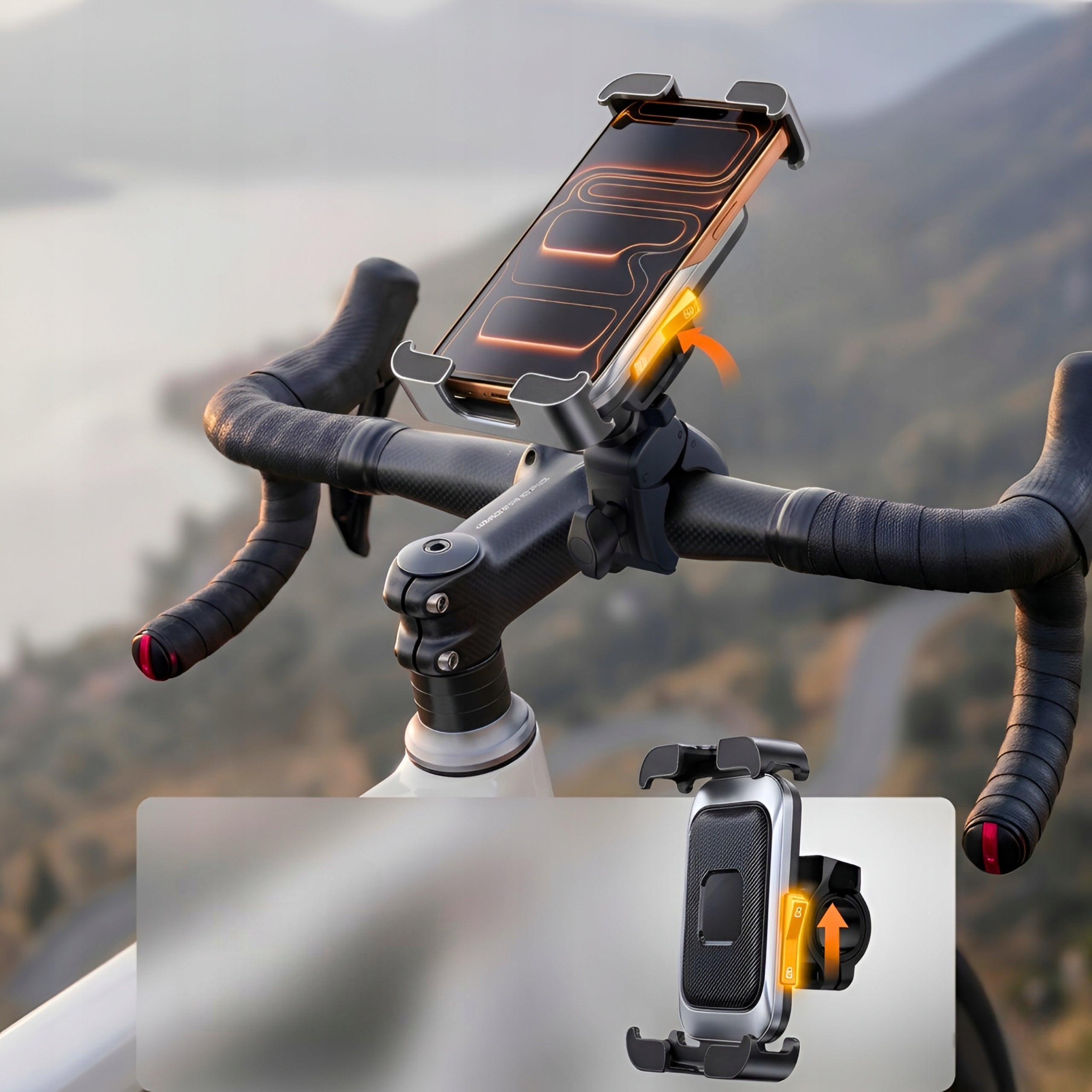 STRONG BICYCLE PHONE HOLDER FOR SCOOTER MOTORCYCLE BIKE HANDLEBAR Model UCHWYT ROWEROWY TELEFON MOTOCYKL WÓZEK HULAJNOGĘ