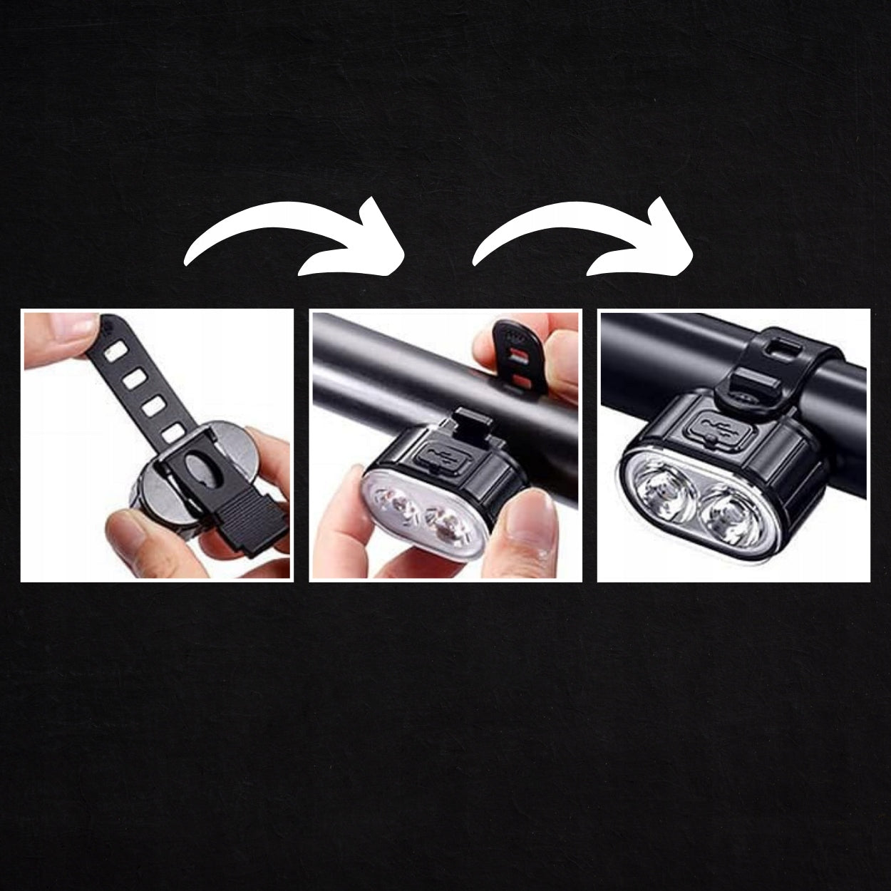 STRONG BIKE LIGHT RECHARGEABLE LED FLASHLIGHT USB FRONT + BACK SET Light source LED