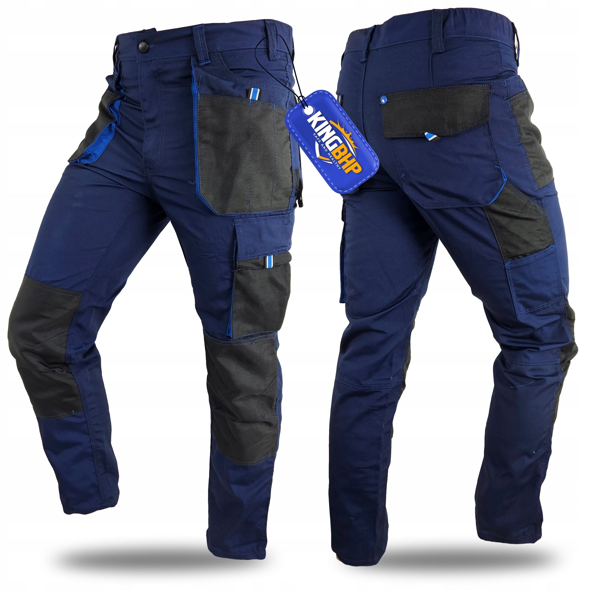 STRONG BLUE REINFORCED OXFORD600 Work Pants Large Size Health & Safety Protective