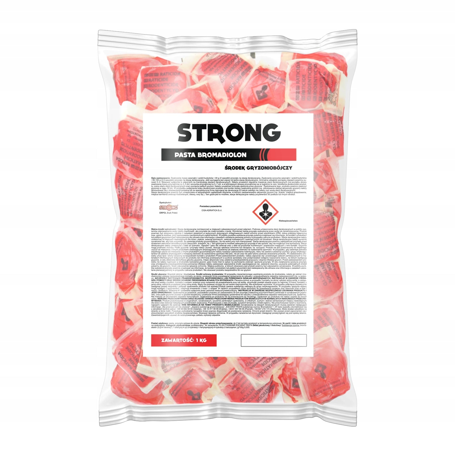STRONG BROMADIOLONE PASTE 1 KG STRONG POISON FOR MICE AND RATS Manufacturer code 961