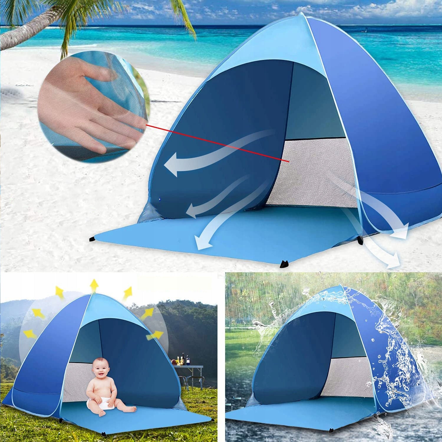 STRONG CAMPING HIKING TENT FOR CAMPING LARGE 3-PERSON 160×150×110cm Number of bedrooms 1