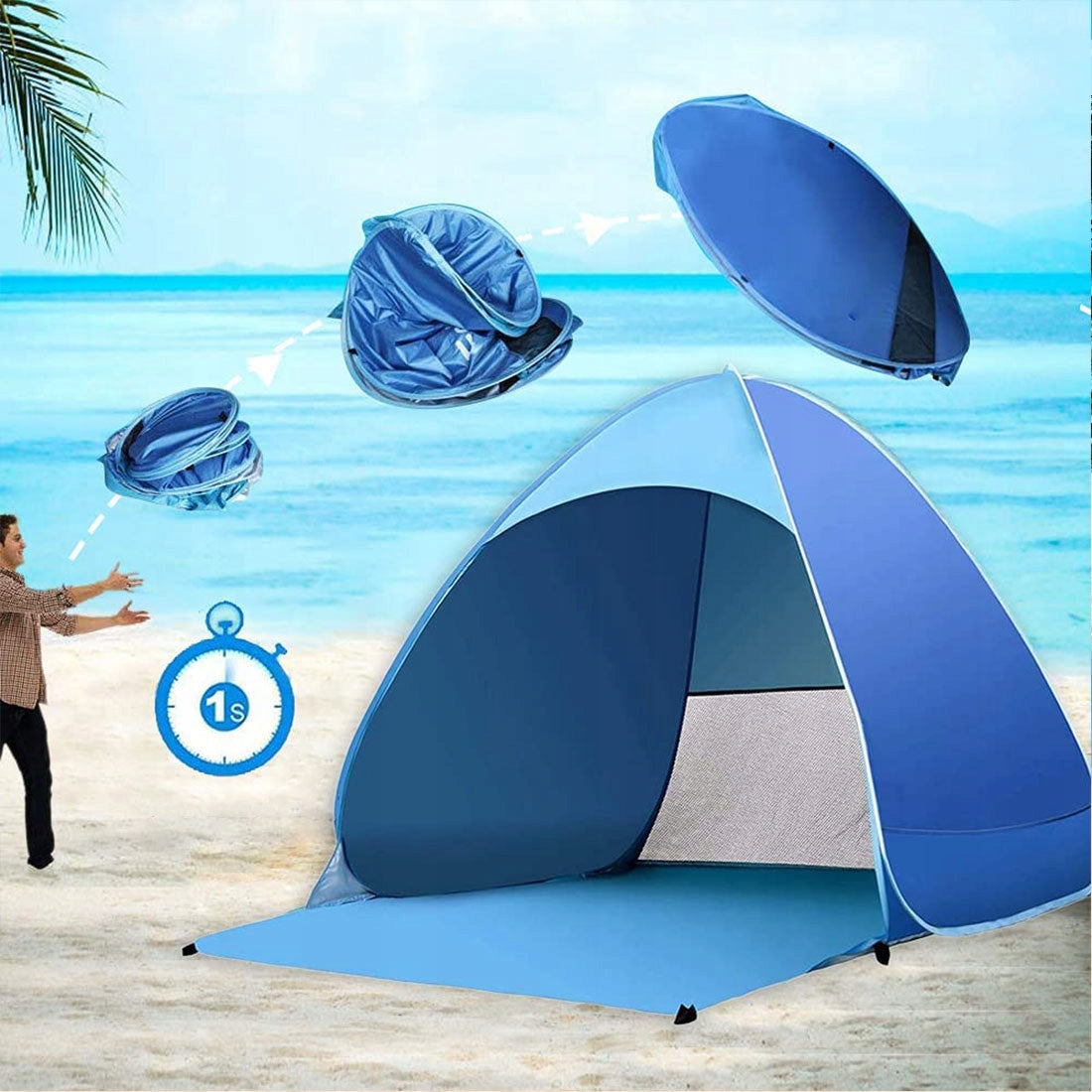 STRONG CAMPING HIKING TENT FOR CAMPING LARGE 3-PERSON 160×150×110cm Type single layer (without flysheet)
