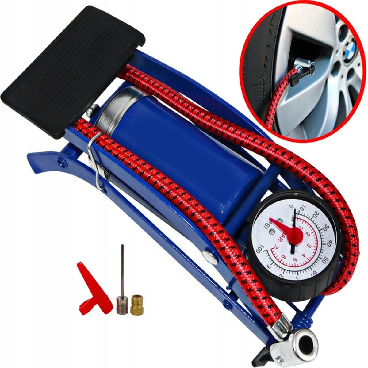 STRONG CAR BICYCLE FOOT PUMP STRONG TIPS FOR PUMPING WHEELS
