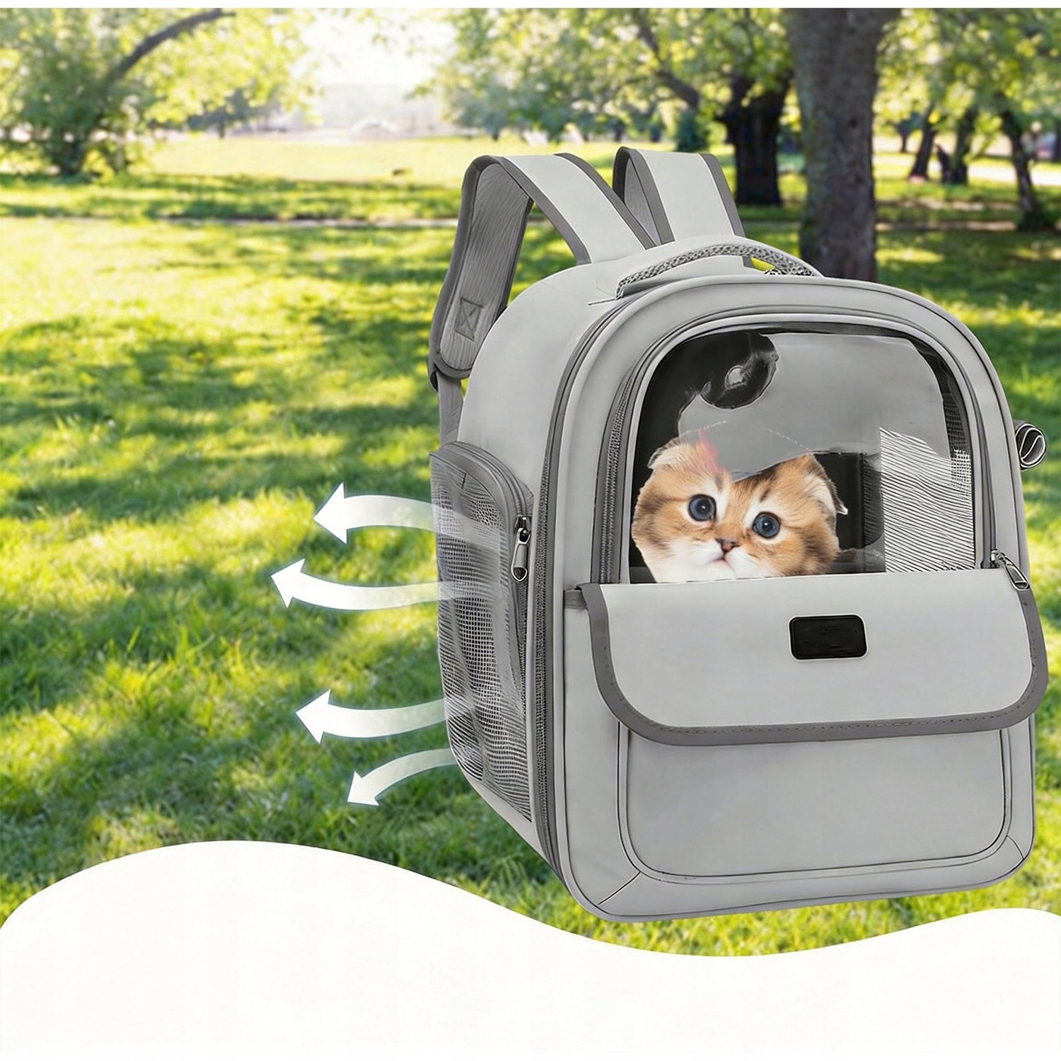STRONG COMFORTABLE DOG CAT BACKPACK ZIPPERS VENTILATION RESISTANT STYLISH GREY Product depth 33 cm