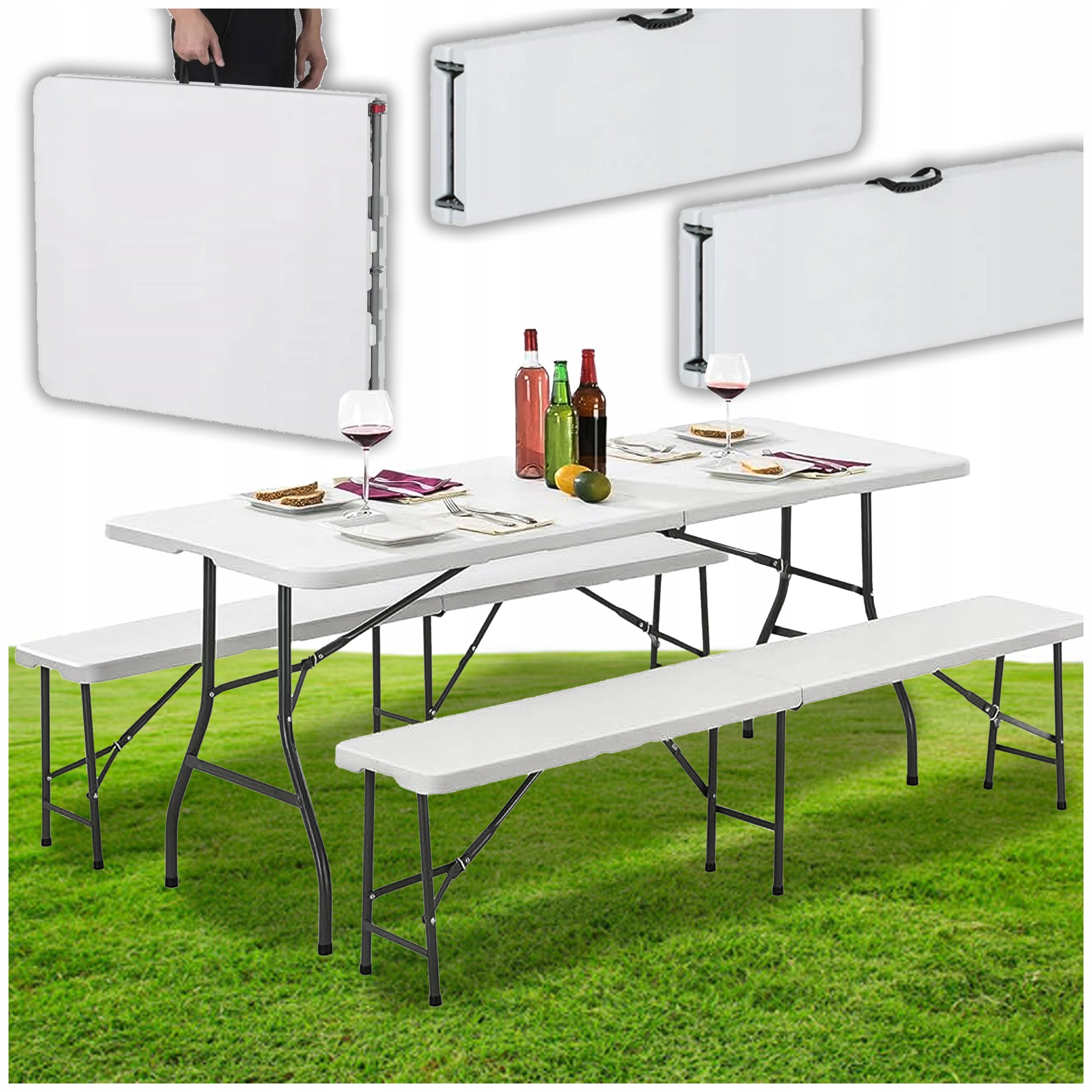 STRONG Catering Set Banquet Set TABLE 2 BENCHES for 8 people