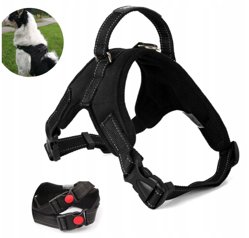 STRONG DOG HARNESS Light and pressure-free L 64-84cm PETSTORY (Black) Dog size big dog