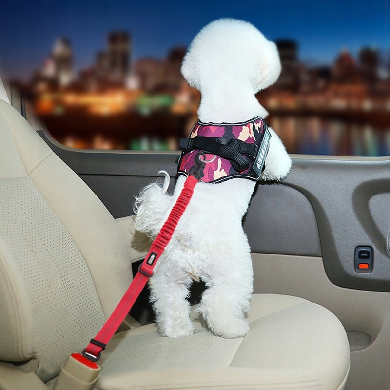 STRONG Dog Car Belt with Shock Absorber HUGGY DOGGY Lock red Main material other