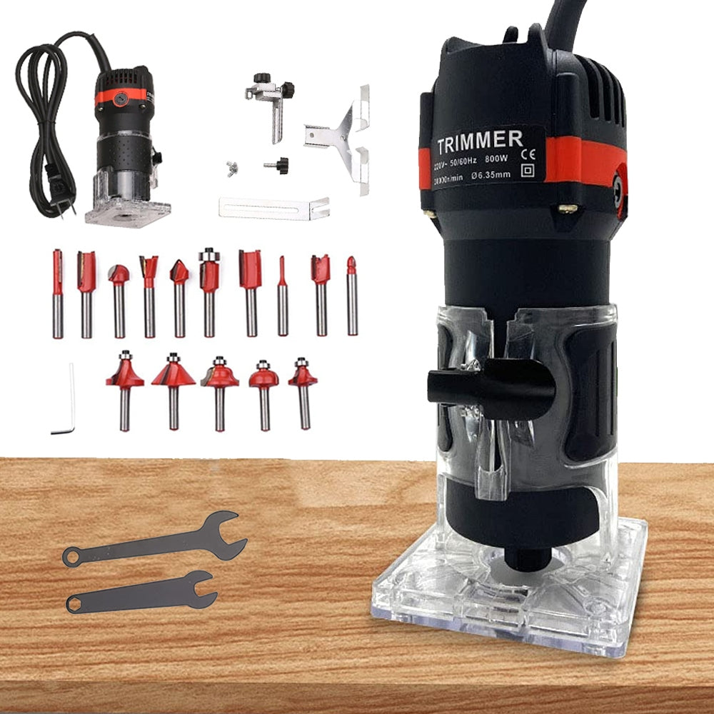 STRONG ELECTRIC HAND ROUTER 800W CHISELLING WOOD TRIMMING 6.35MM