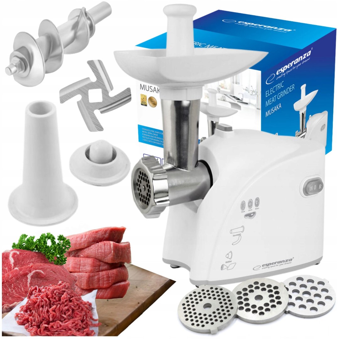 STRONG ELECTRIC MEAT GRINDER MAKING SAUSAGES 2200W WHITE