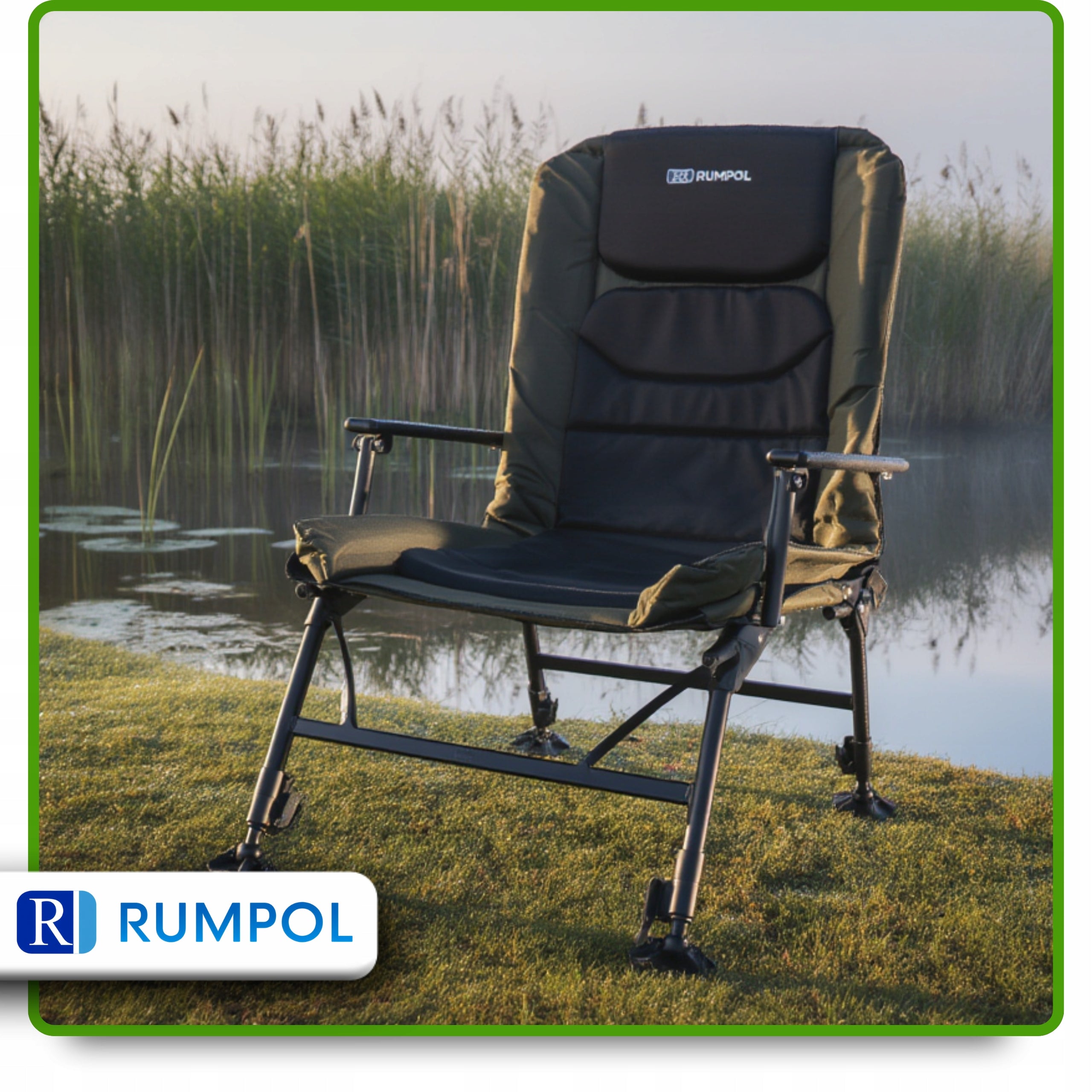 STRONG FISHING CHAIR RUMPOL ADJUSTABLE BACKREST UP TO 160KG KNIFE BAG 210018 Packaging status original