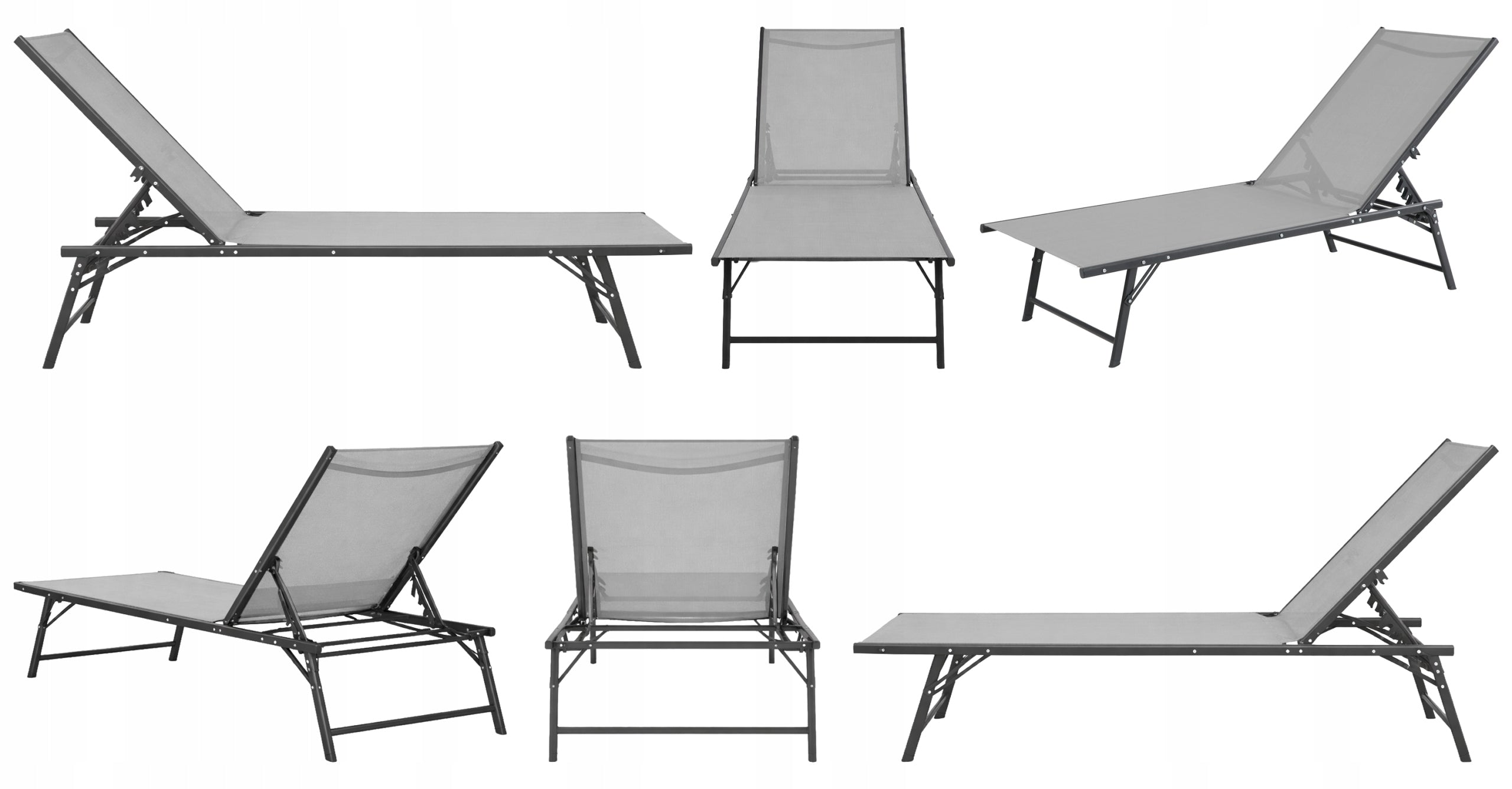 STRONG FOLDING GARDEN LOUNGER BED COUCH 5-POSITION SANYA LIGHT GREY Packaging status original