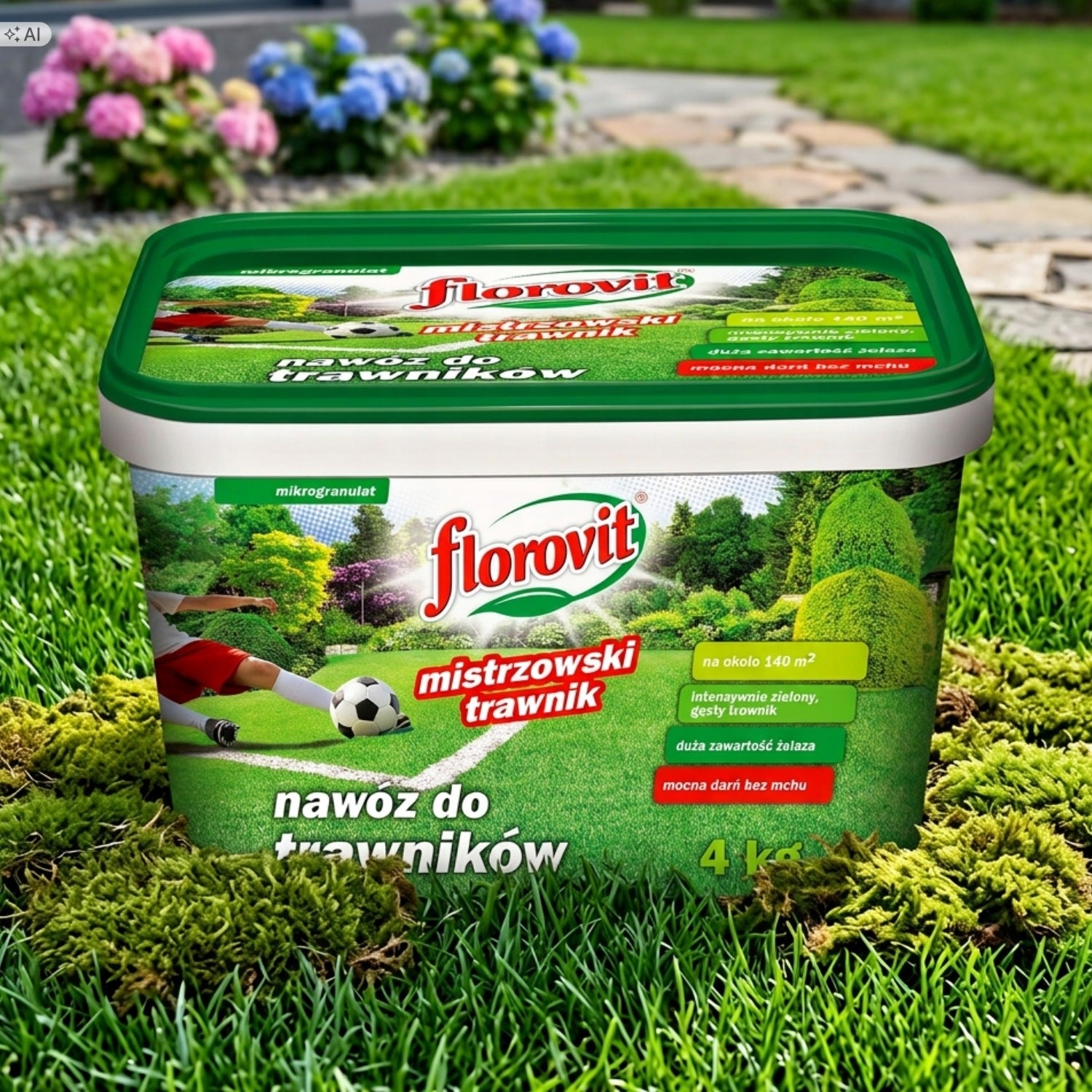 STRONG IRON LAWN Fertilizer for MOSS FLOROVIT ANTIMECH LAWN 4kg 140m2 Manufacturer code 91054