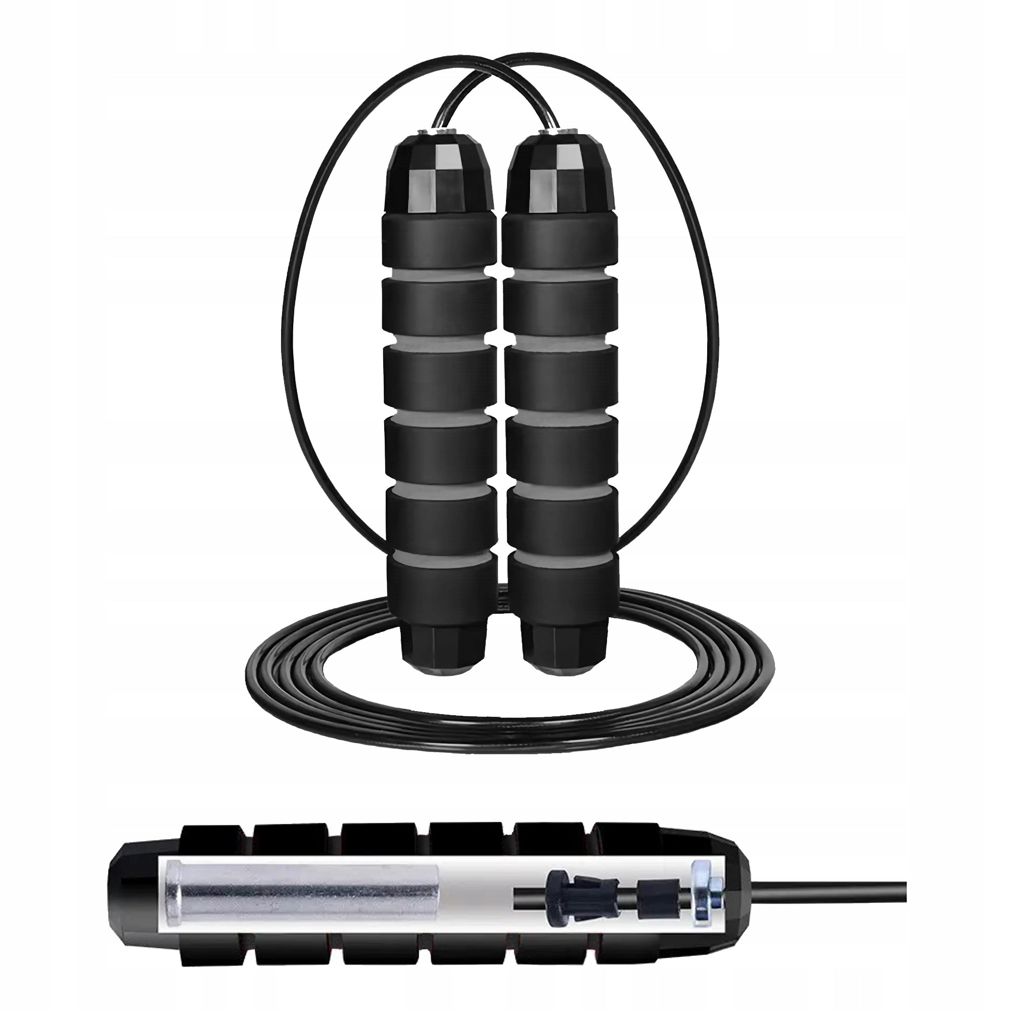 STRONG JUMP ROPE WITH BEARINGS ADJUSTABLE WITH LOAD CORNIX Black