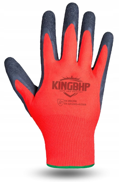 STRONG LATEX Work Gloves LATEX Latex Roughed Gloves x10 Brand KING BHP