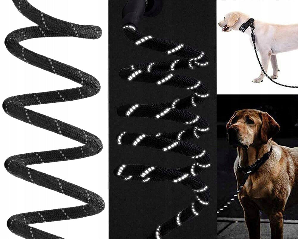 STRONG LEASH FOR LARGE DOG WITH REFLECTORS DURABLE BLACK LONG 300 cm Maximum leash length 3 m