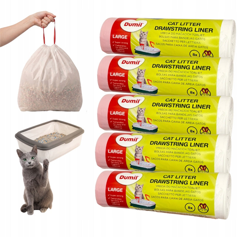 STRONG LITTER BOX BAGS 40PCS WITH TAPE DURABLE FOR CAT BAG XL DUMIL