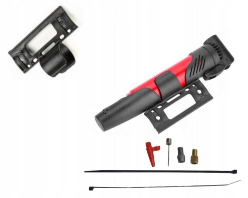 STRONG MINI TELESCOPIC BICYCLE PUMP FOR FRAME WITH HANDLE + TIPS