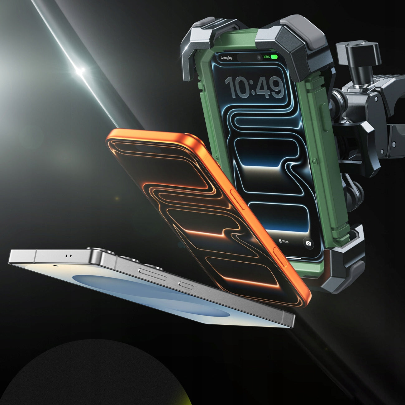 STRONG MOTORCYCLE PHONE HOLDER 4,7" - 7" BICYCLE ANTI-VIBRATION 360° Product weight with unit packaging 0.336 kg
