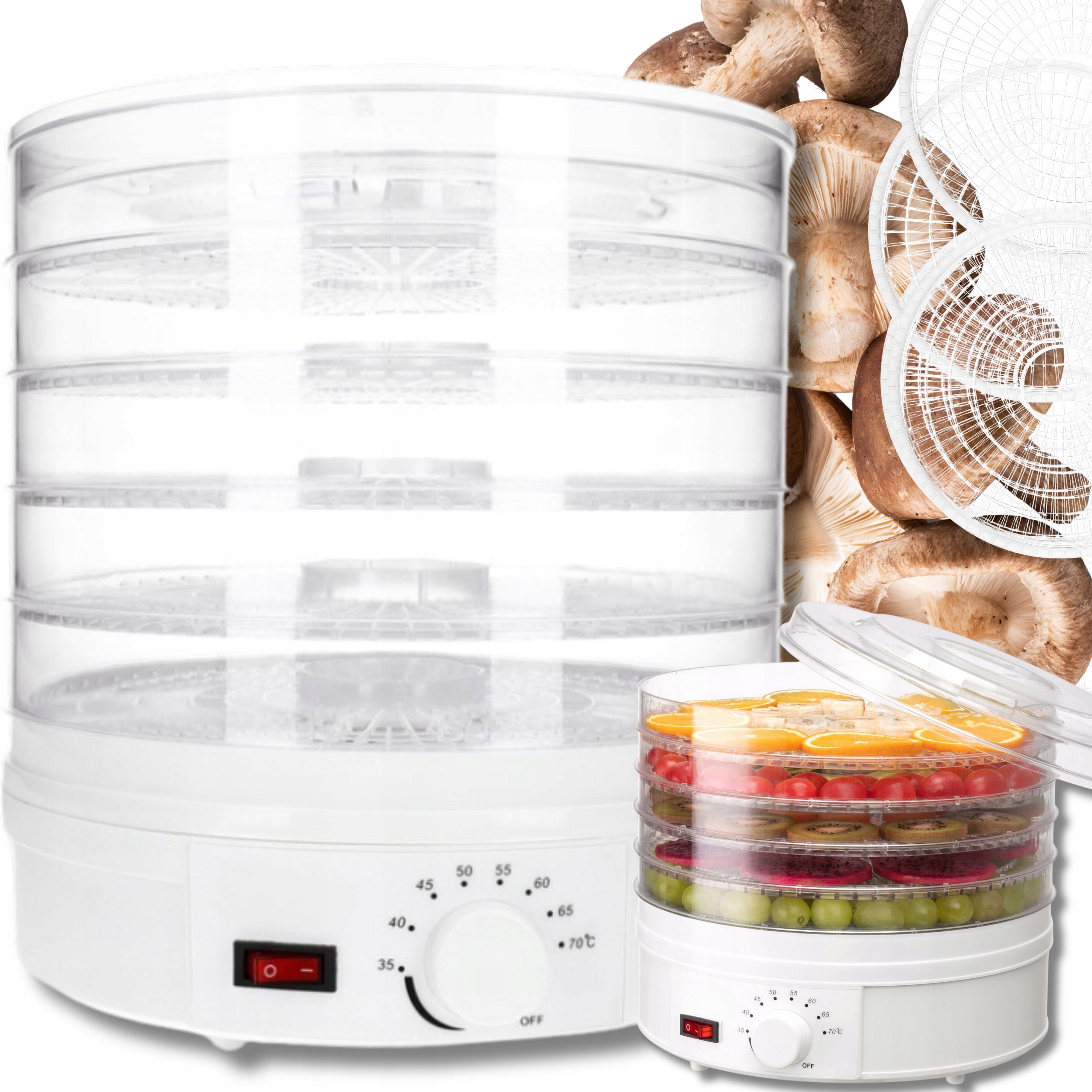 STRONG MUSHROOM DRYER 350W | 5 SIEVES | BPA FREE | FOR FRUIT VEGETABLE HERBS