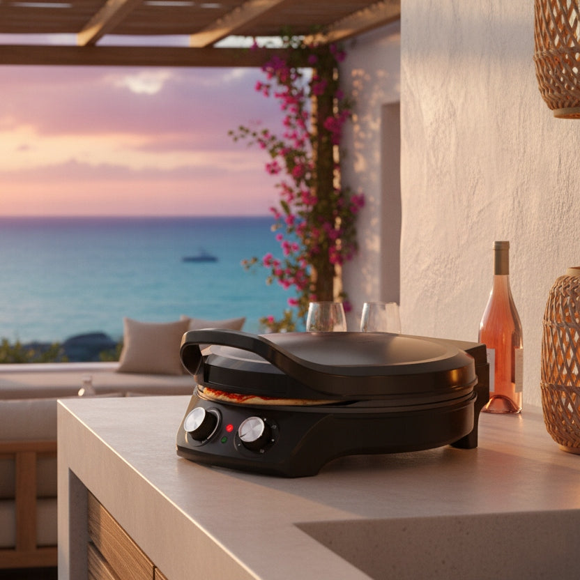 STRONG PIZZA OVEN 2000W ELECTRIC OVEN 300°C FOLDING ADJUSTABLE Dominant color black