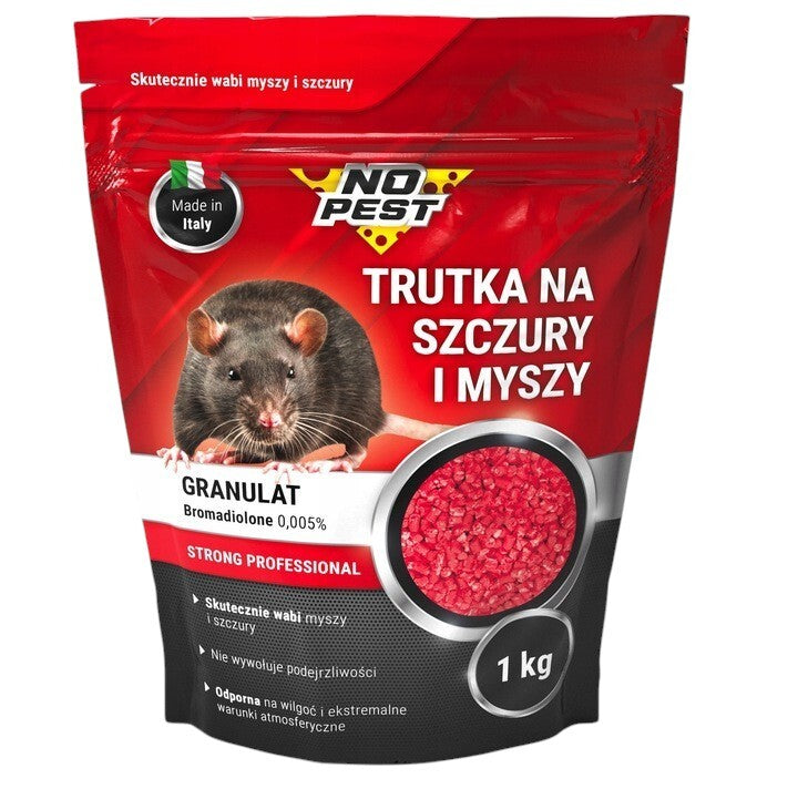 STRONG POISON FOR RATS AND MICE PELLET GRANULES 1KG BROMADIOLONE NO PEST Packaging status original