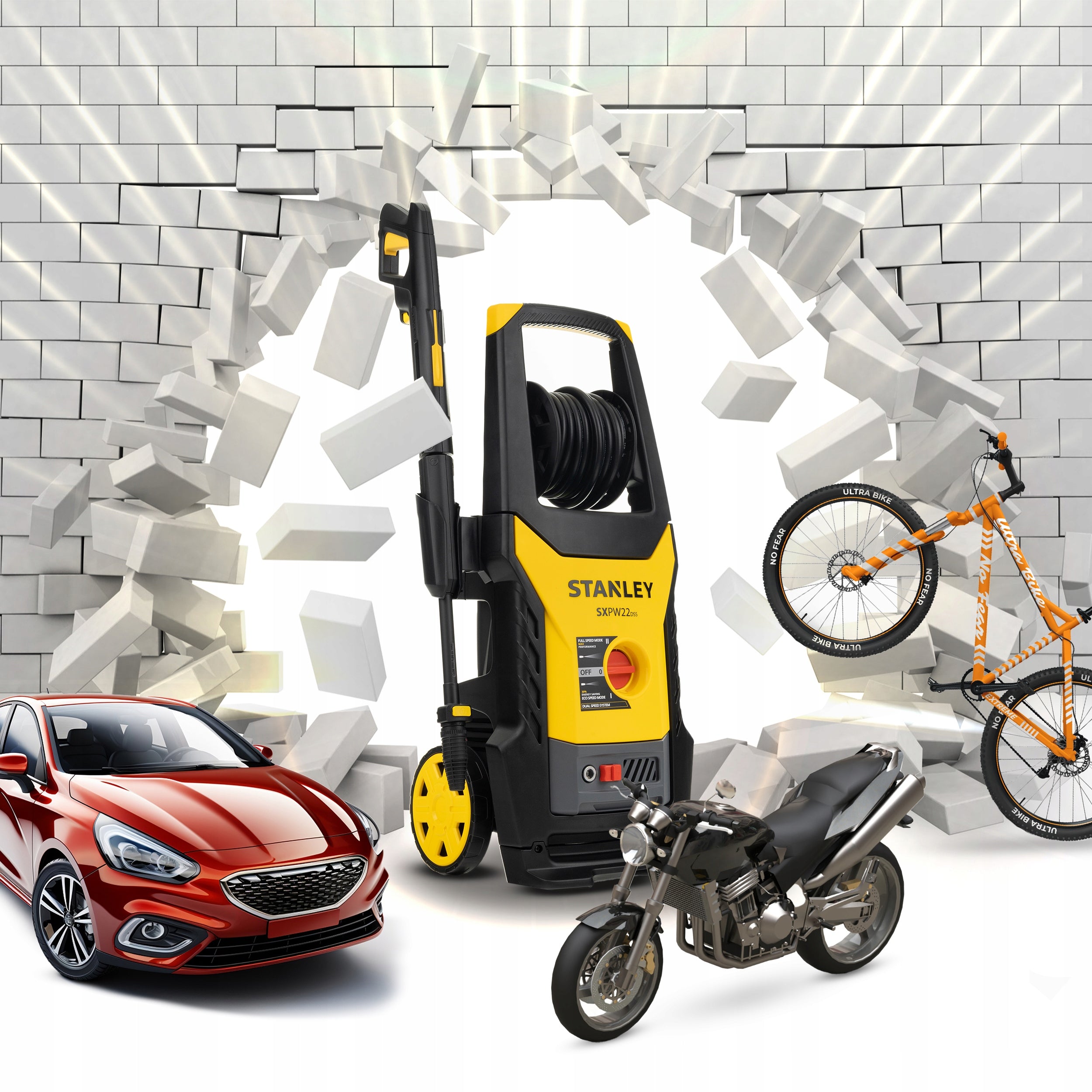 STRONG PRESSURE WASHER 2200W ALUMINUM PUMP 240BAR RETRACTOR FOR HOSE 8M EAN (GTIN) 5905999061917