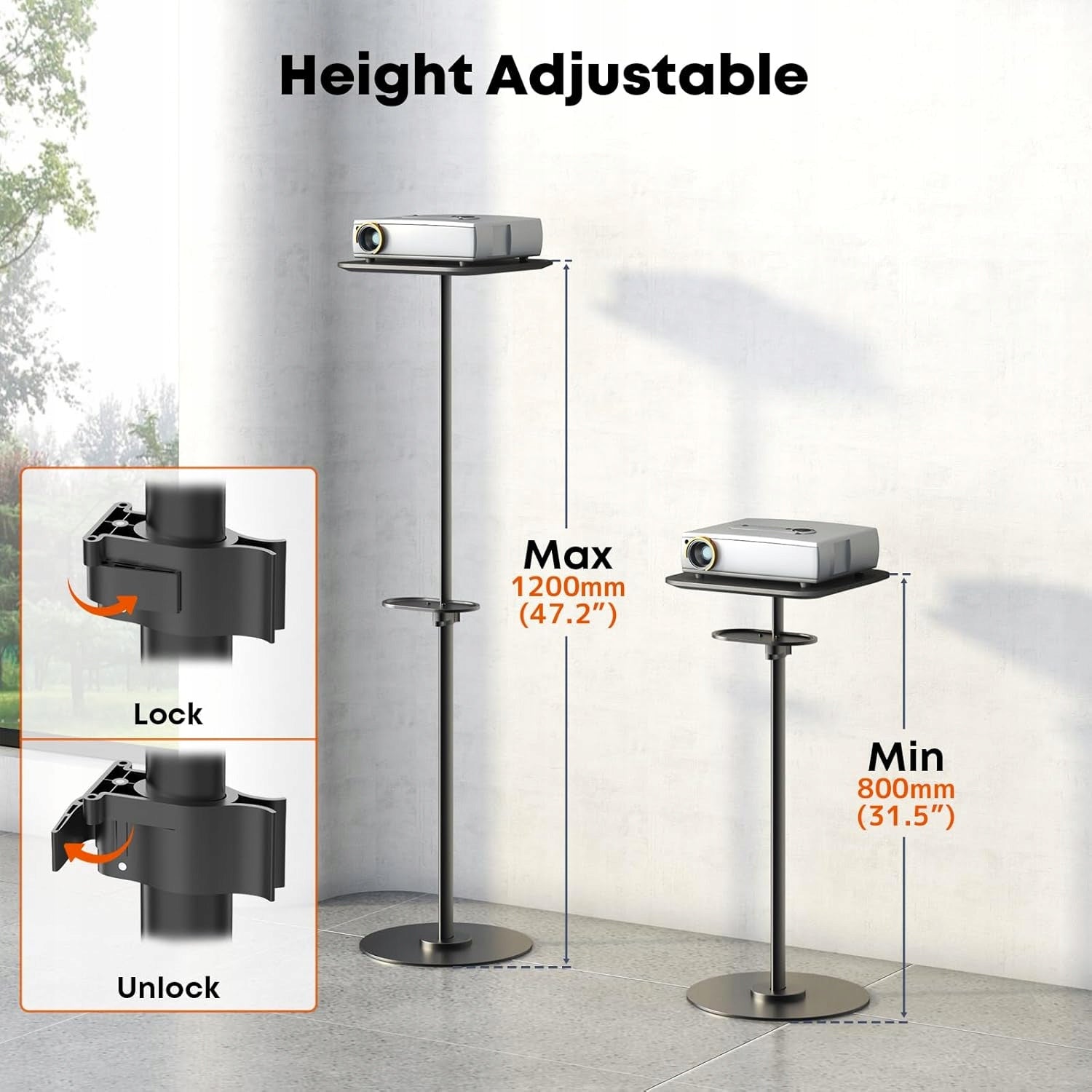 STRONG PROJECTOR STAND ADJUSTABLE FROM 70,1 CM TO 120 CM 5,9 KG Model PUTORSEN EMRB-23PD