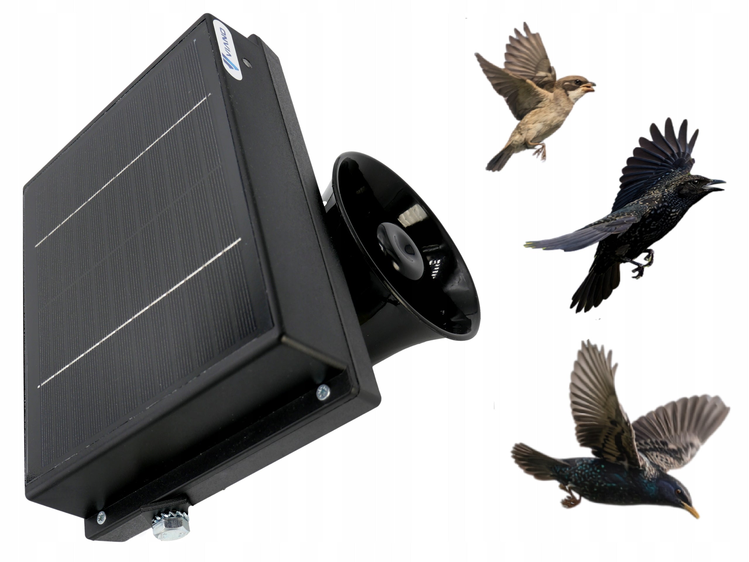 STRONG SOLAR BIRD REPELLENT VIANO SOUND RADAR FOR PIGEON STARLINGS