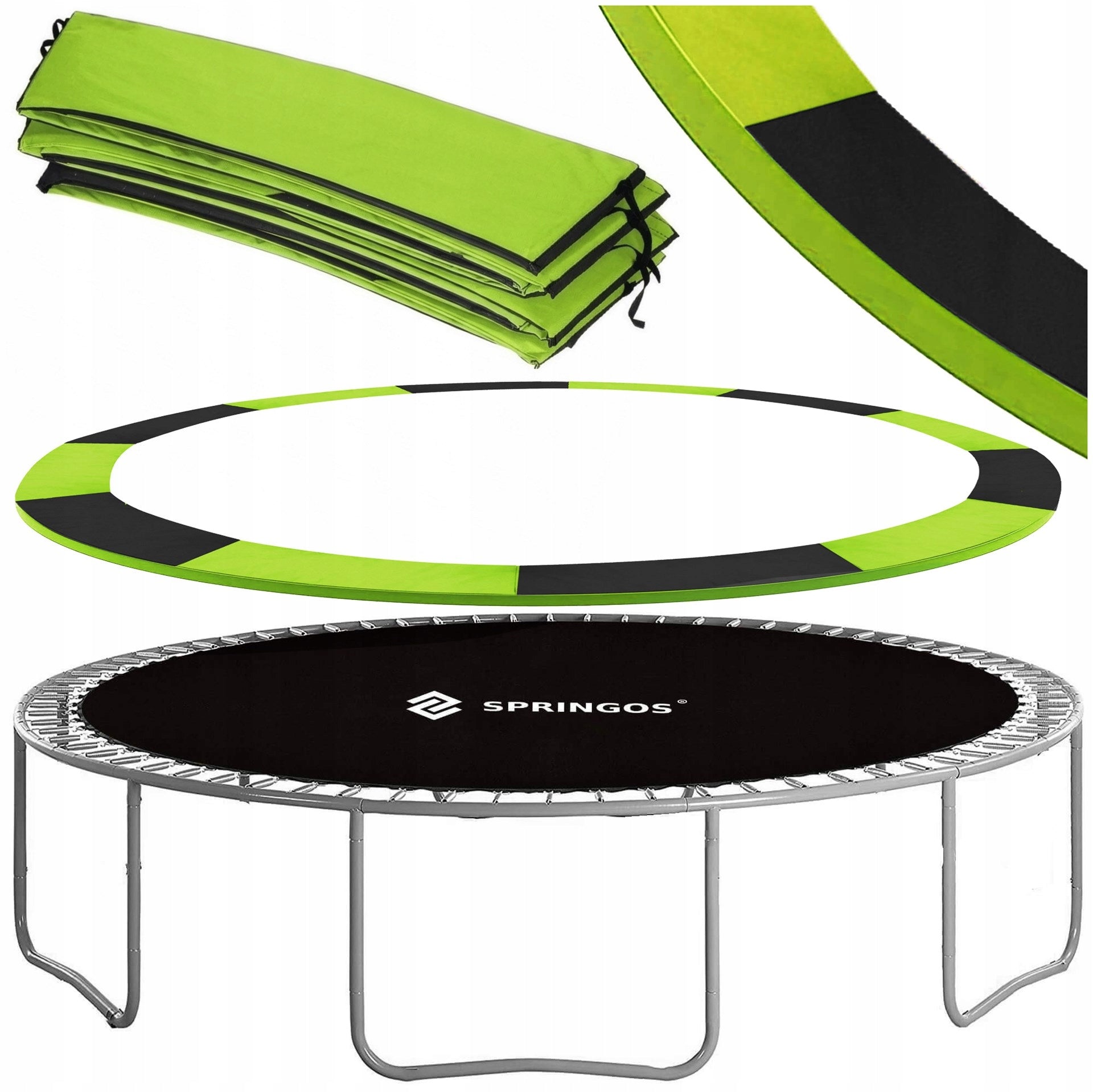 STRONG SPRING COVER FOR TRAMPOLINE 305-312 cm 10FT FOR SPRINGS THICK Manufacturer code TP-10FT 305 CM BLACK WITH GREEN FINISHED