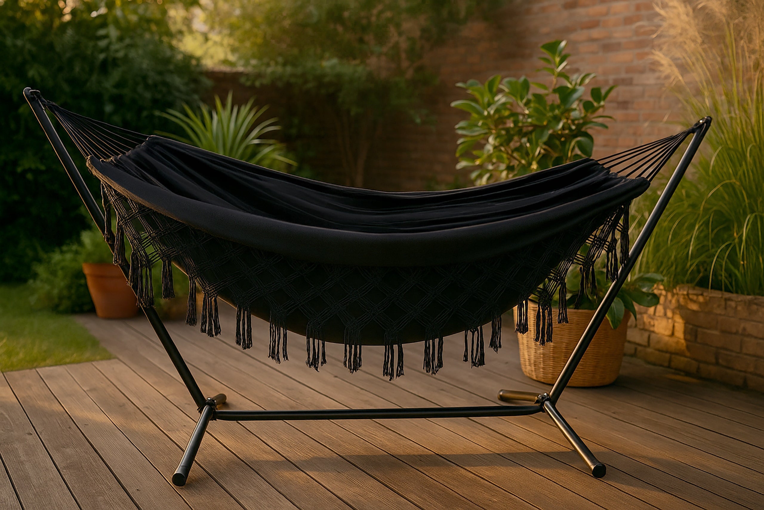 STRONG STEEL METAL HAMMOCK FRAME 300x90x110 CM 150KG SH101 BLACK Material width 90 cm