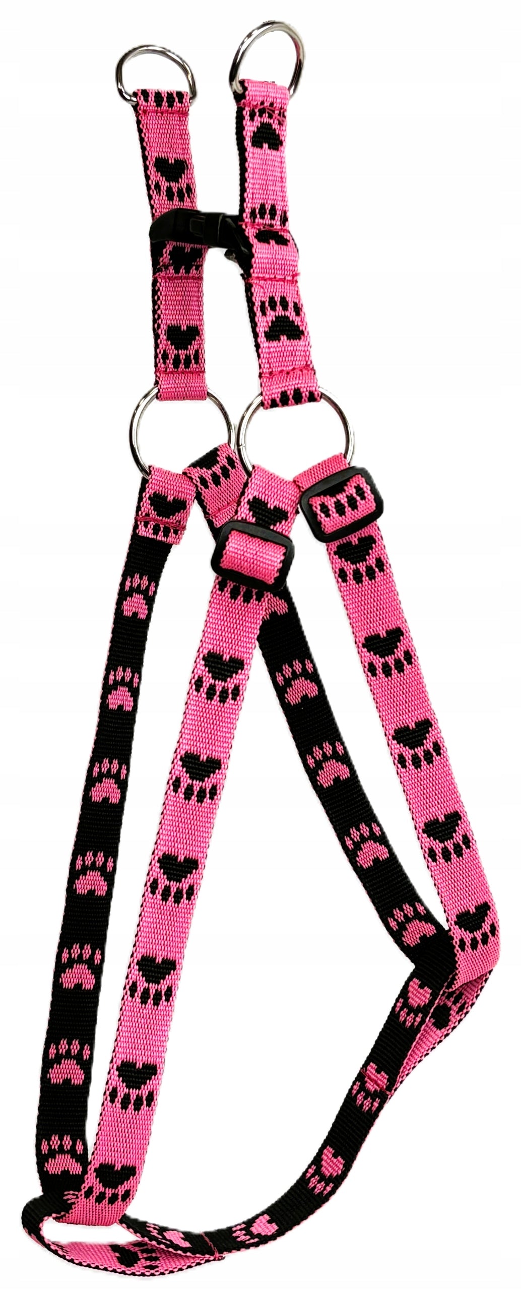 STRONG STEP-IN DOG HARNESS SIZE M PAW TAPE PINK-BLACK