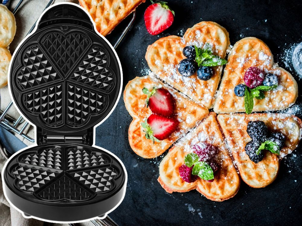 STRONG WAFFLE MAKER 5 FLUFFY WAFFLES HEART WAFFLE TOASTER 1000W Packaging status original