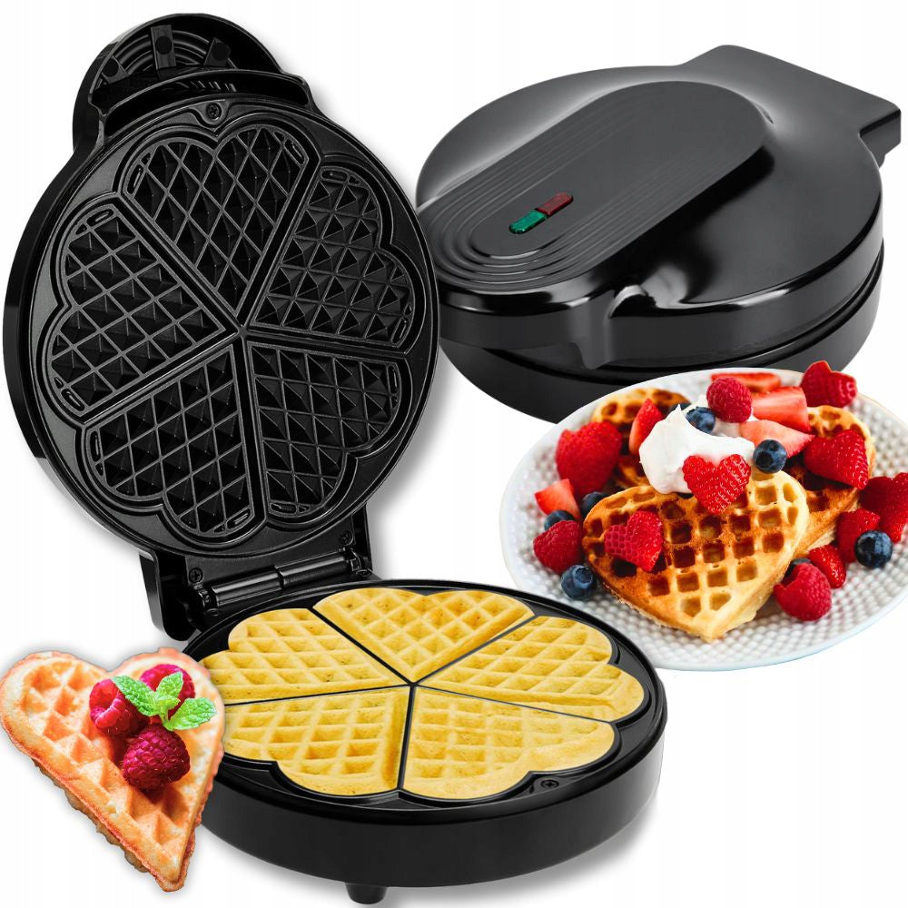 STRONG WAFFLE MAKER 5 FLUFFY WAFFLES HEART WAFFLE TOASTER 1000W