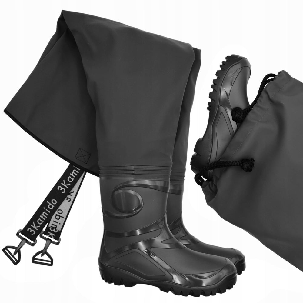STRONG YOUTH FISHING WADERS BLACK PVC KAMIDEX 3KAMIDO 36
