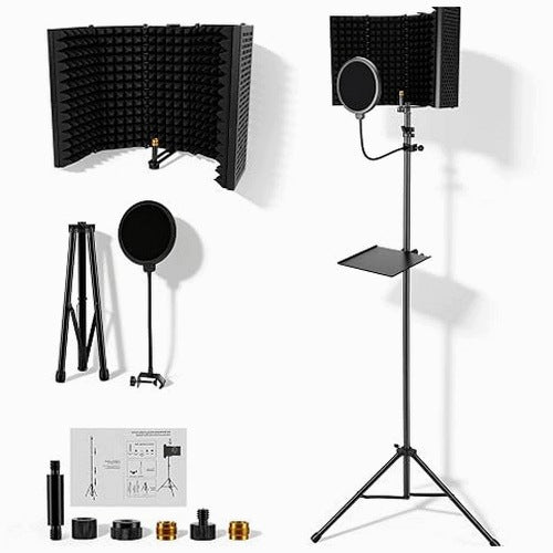 STUDIO MICROPHONE INSULATION COVER POP FILTER WITH METAL STAND