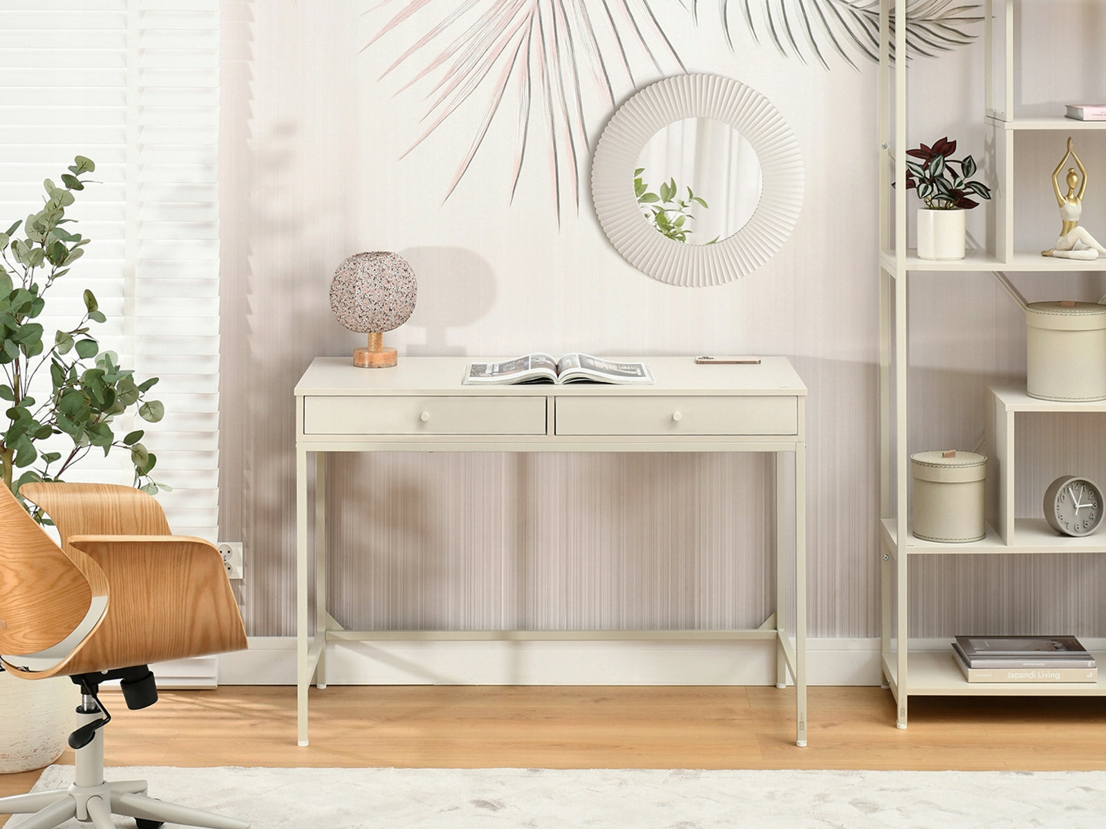 STYLISH CREAM DESK FOR HOME OFFICE TWO SPACIOUS DRAWERS KALAN CREAM Manufacturer code 5907698697336