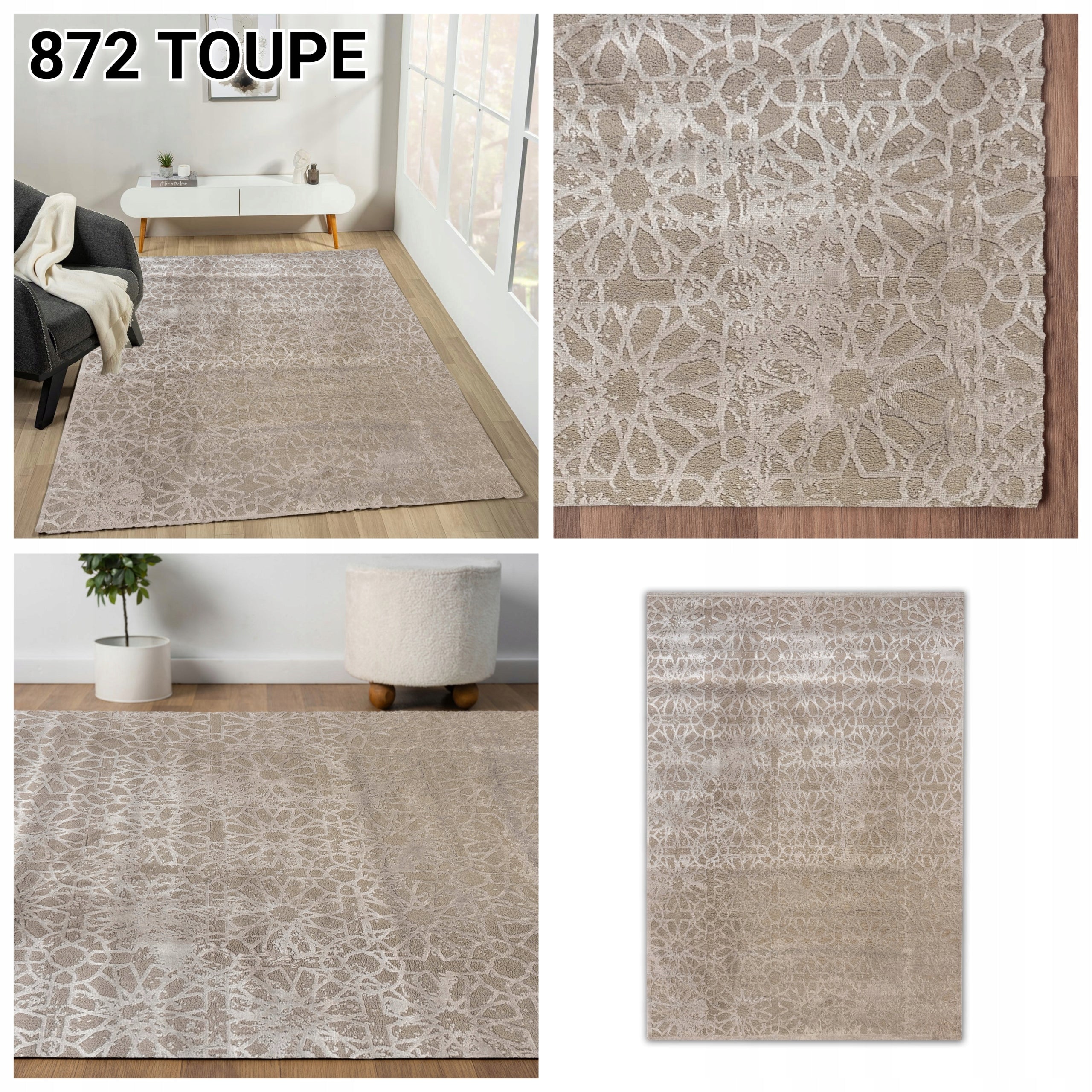 STYLISH LARGE CARPET 200x290 GREY CREAM approx 200x300 for LIVING ROOM SCANDINAVIAN MIX Manufacturer code 850 toupe