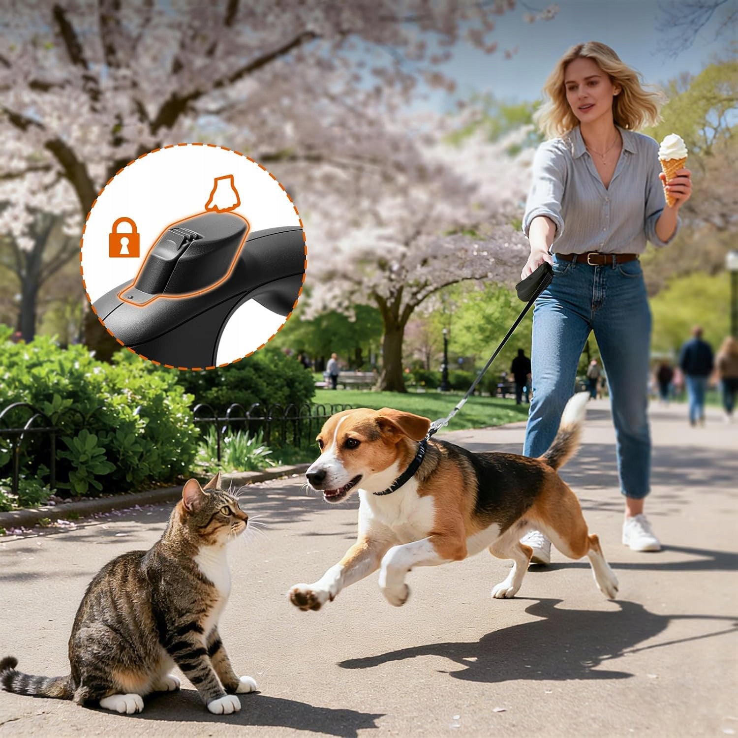 STYLISH STRONG AUTOMATIC LEASH FOR DOG 25KG LOCK TAPE 5 METERS Color black